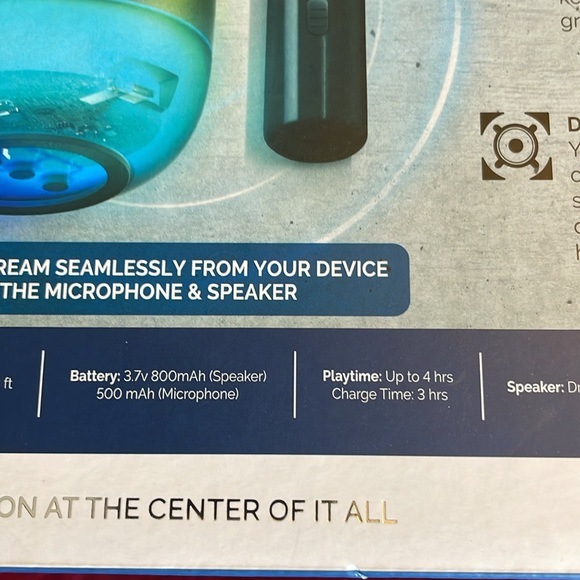 BROOKSTONE WIRELESS MULTICOLOR LED KARAOKE SPARK SPEAKER, MICROPHONE BLUETOOTH - Picture 6 of 8